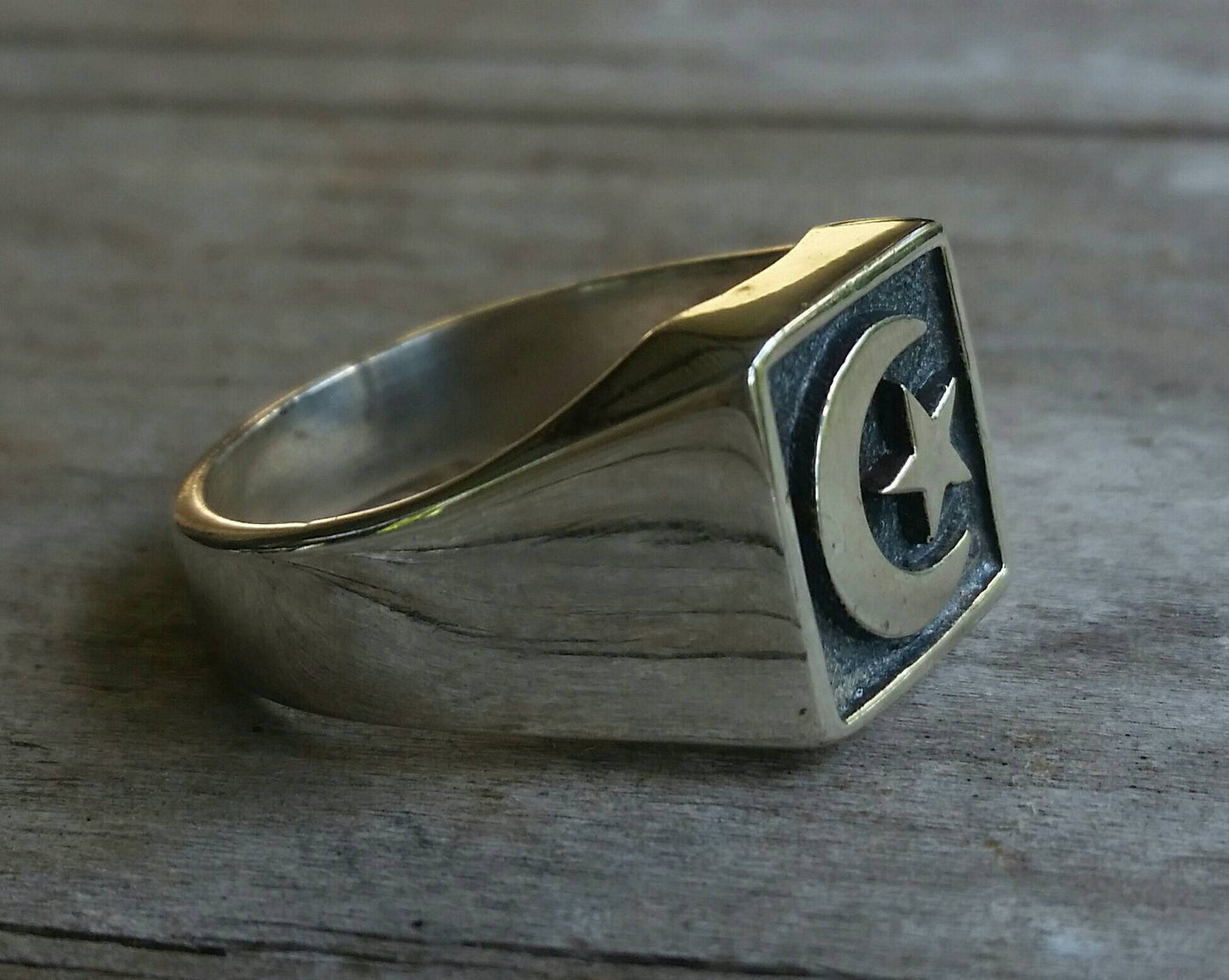 Signet ring,moon star dress ring,boho, sterling silver