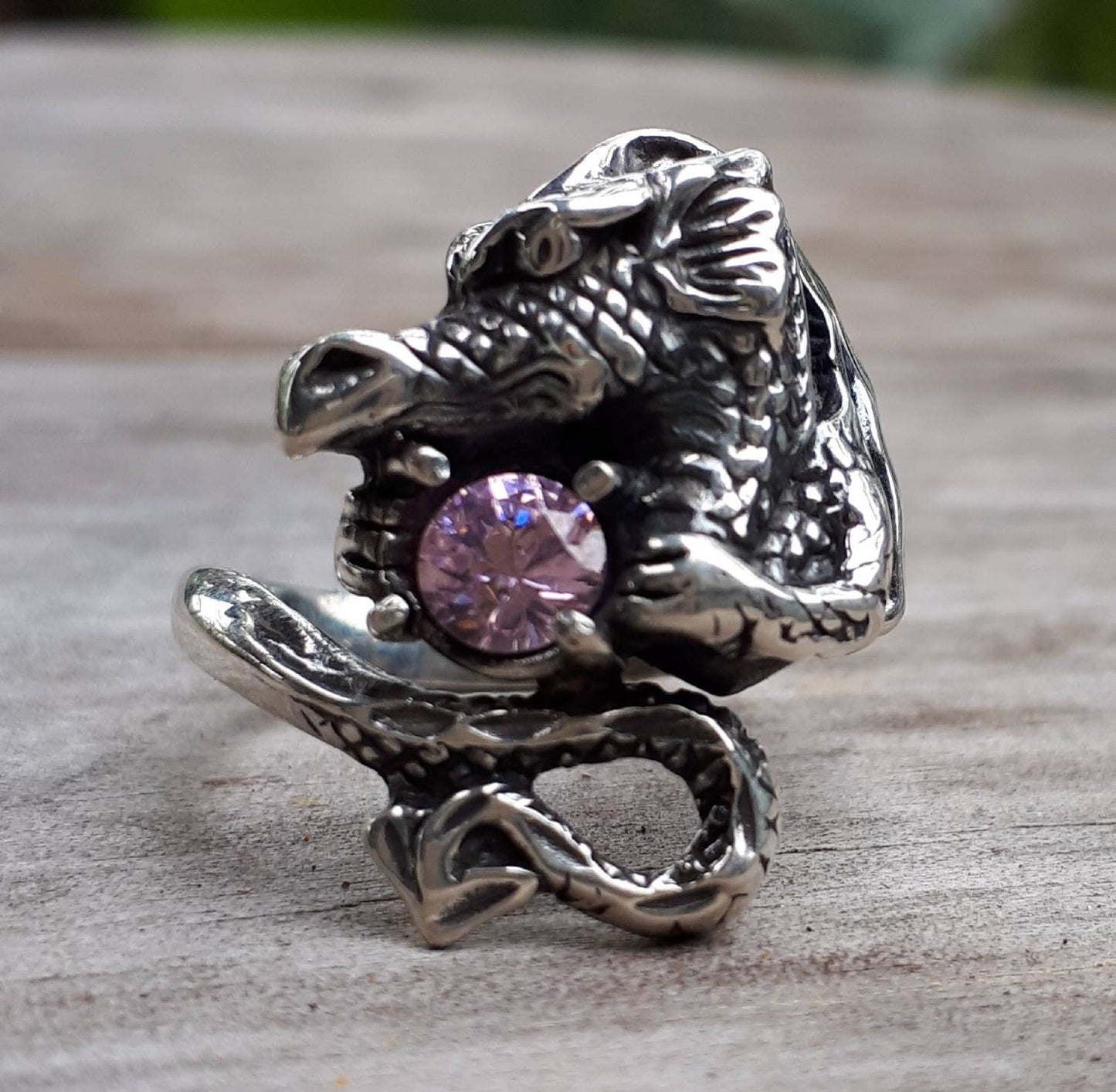 Dragon ring,cz, sterling silver,welsh dragon,fantasy mythical steampunk gothic punk green stone ring