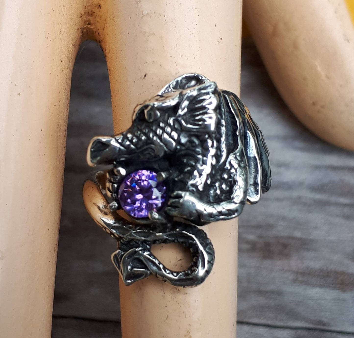 Dragon ring,cz, sterling silver,welsh dragon,fantasy mythical steampunk gothic punk green stone ring