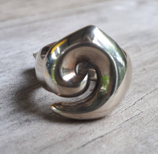 Sterling silver swirl dress ring alternative steampunk gothic art nouveau celtic tribal.bespoke ring,,maori koru,