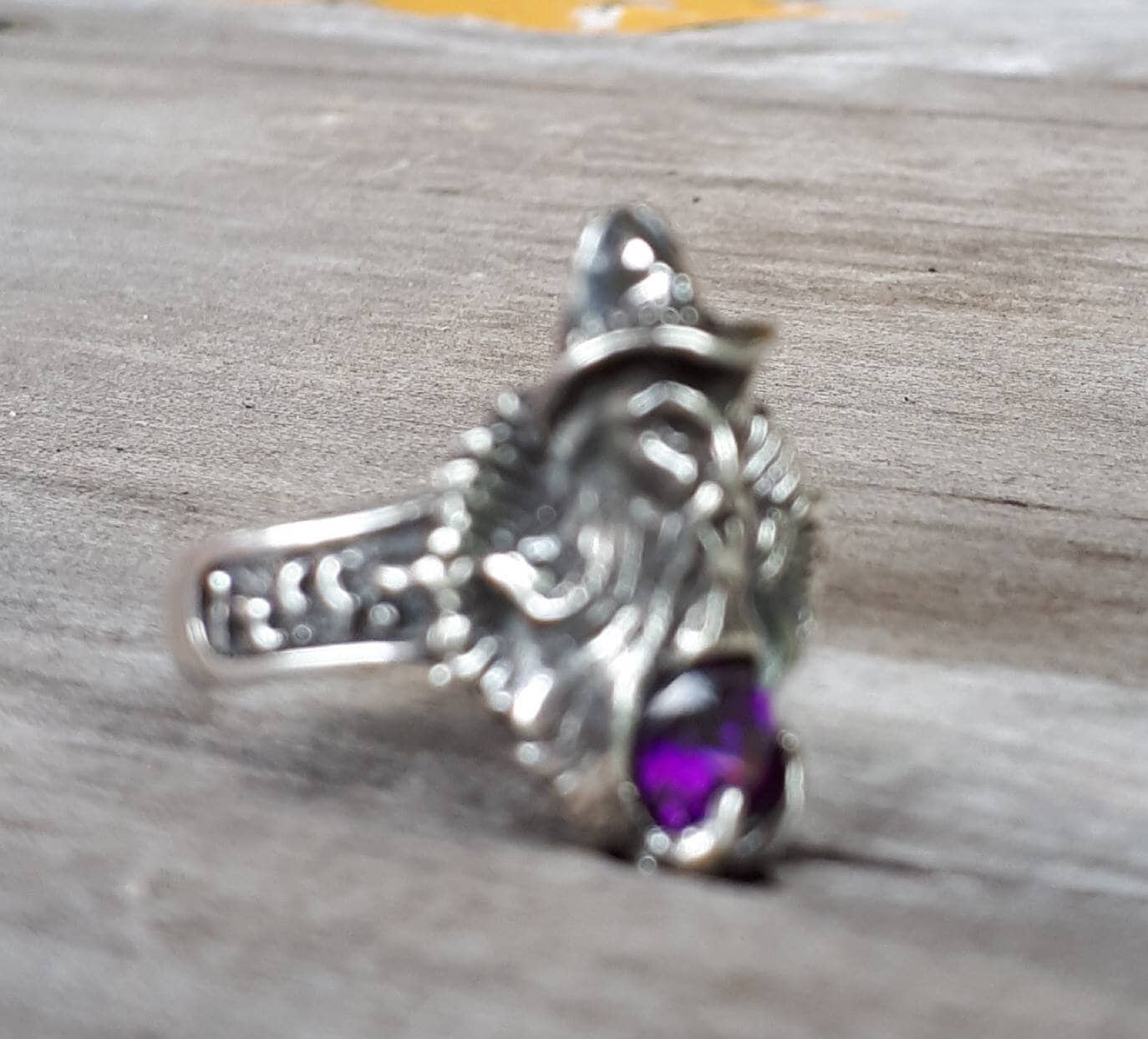 wizard ring sterling amethyst silver magic fantasy mythical steampunk gothic punk ring