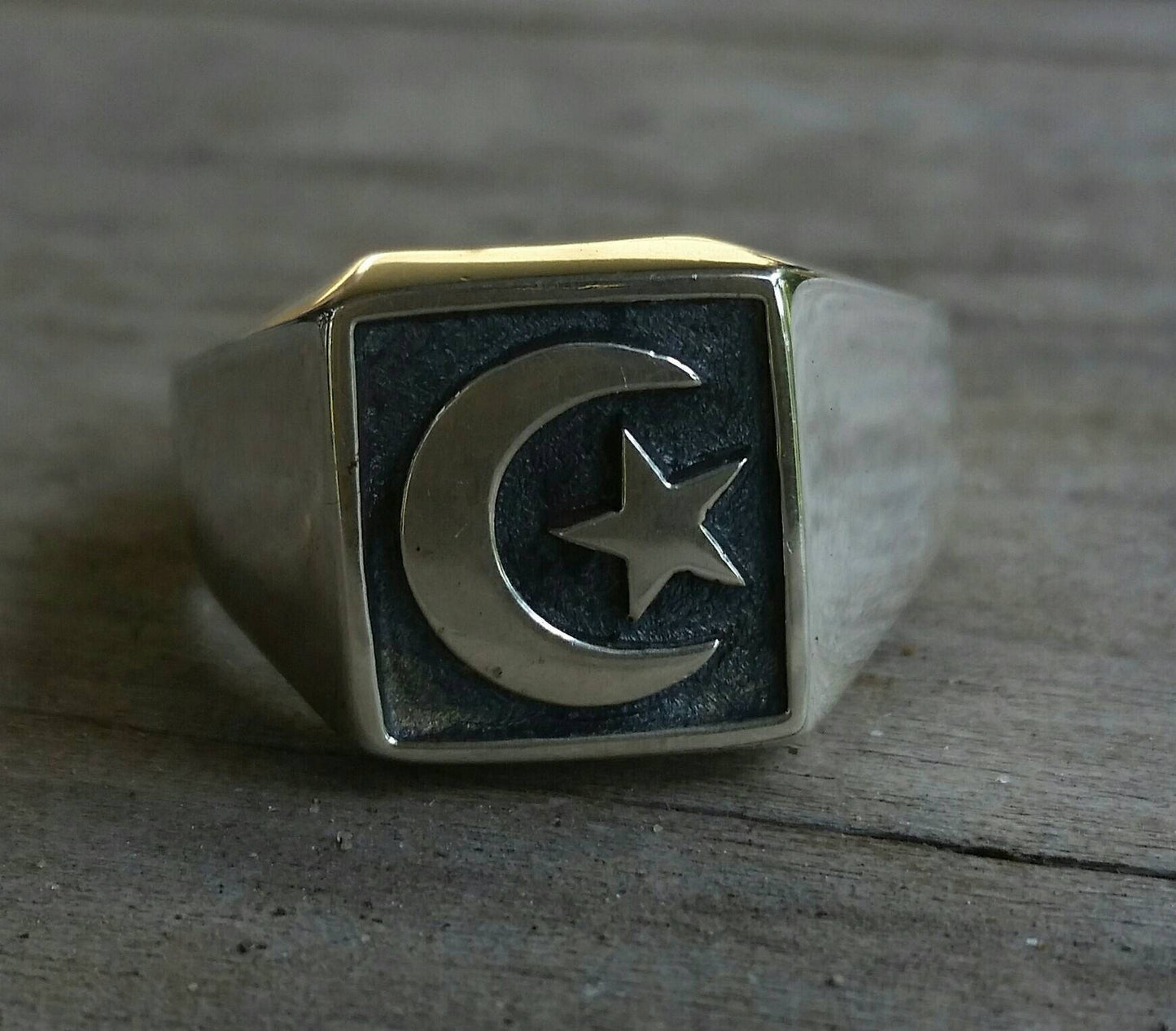 Signet ring,moon star dress ring,boho, sterling silver