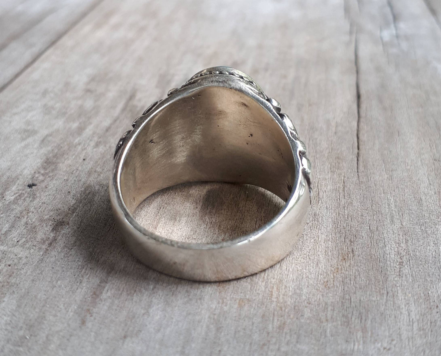 Tigers eye sterling silver dress wedding dress ring antique scroll pattern brown stone