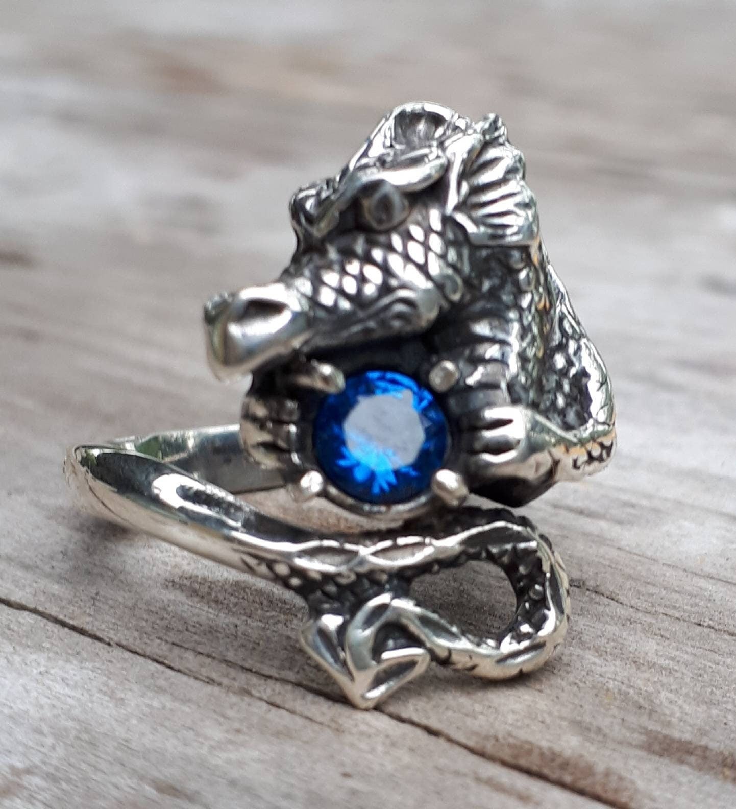 Dragon ring,cz, sterling silver,welsh dragon,fantasy mythical steampunk gothic punk green stone ring