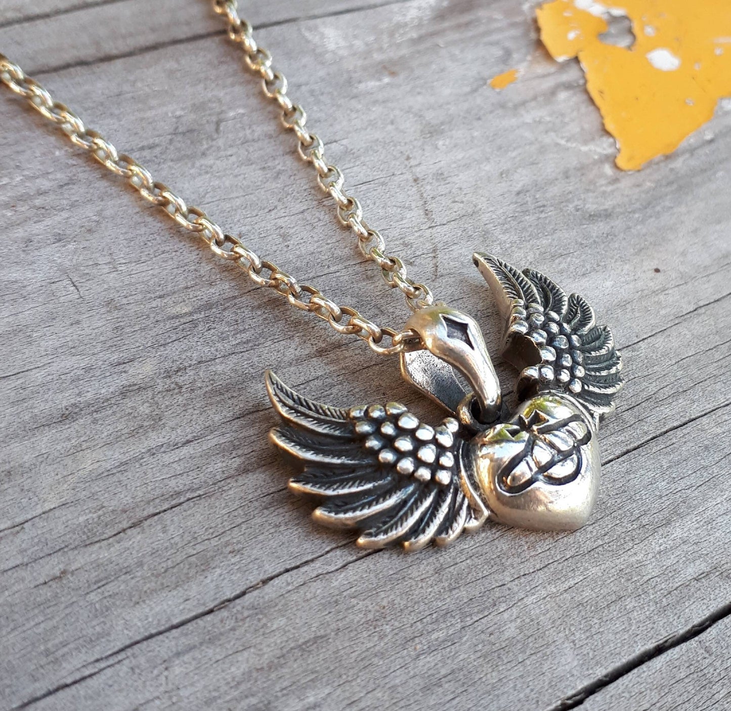 Heart pendant,angel wings,globus cruciger,sterling silver,royal regalia,Christian symbol,handmade,Christ,church,middle ages,vintage,boho