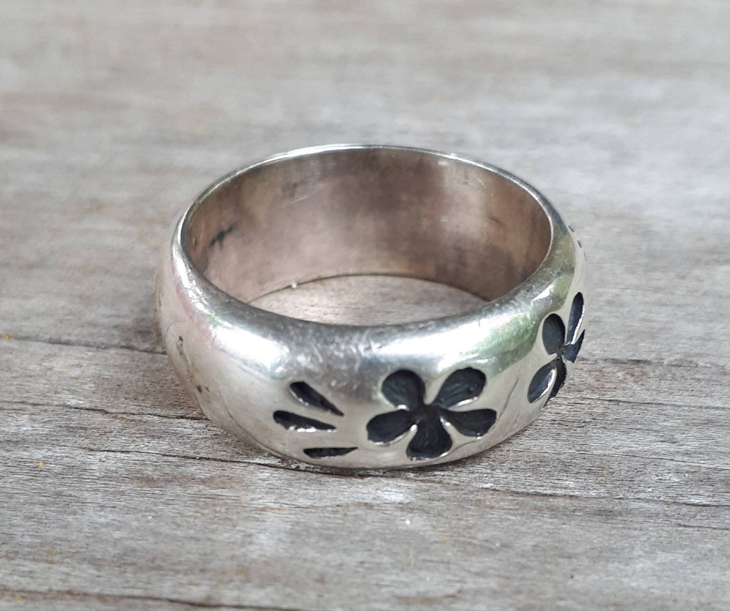 Hibiscis ring,solid sterling silver, frangipani,surfer ring,Hawaiian flower sterling silver band.