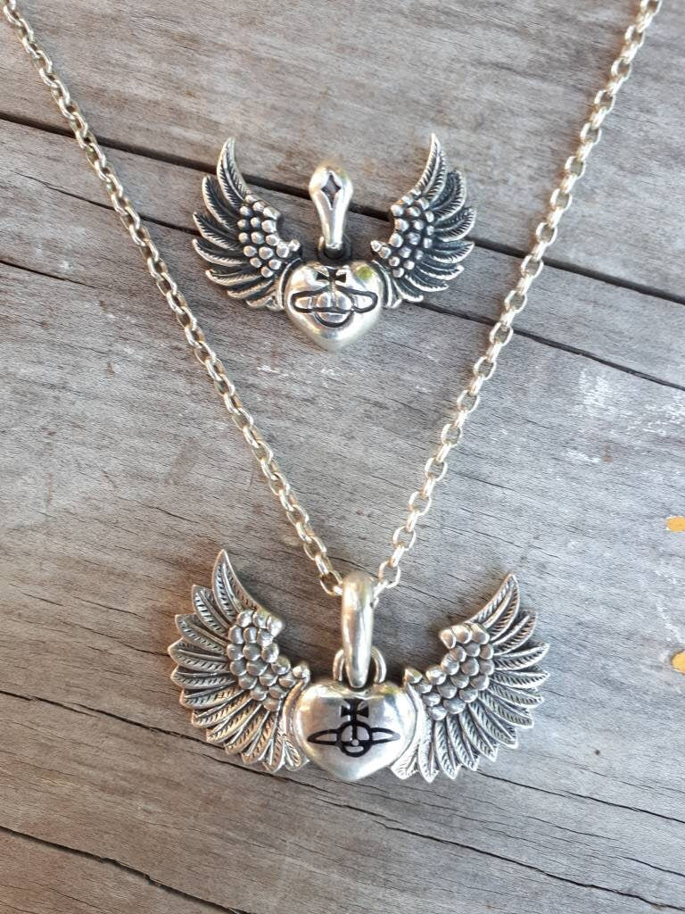 Heart pendant,angel wings,globus cruciger,sterling silver,royal regalia,Christian symbol,handmade,Christ,church,middle ages,vintage,boho