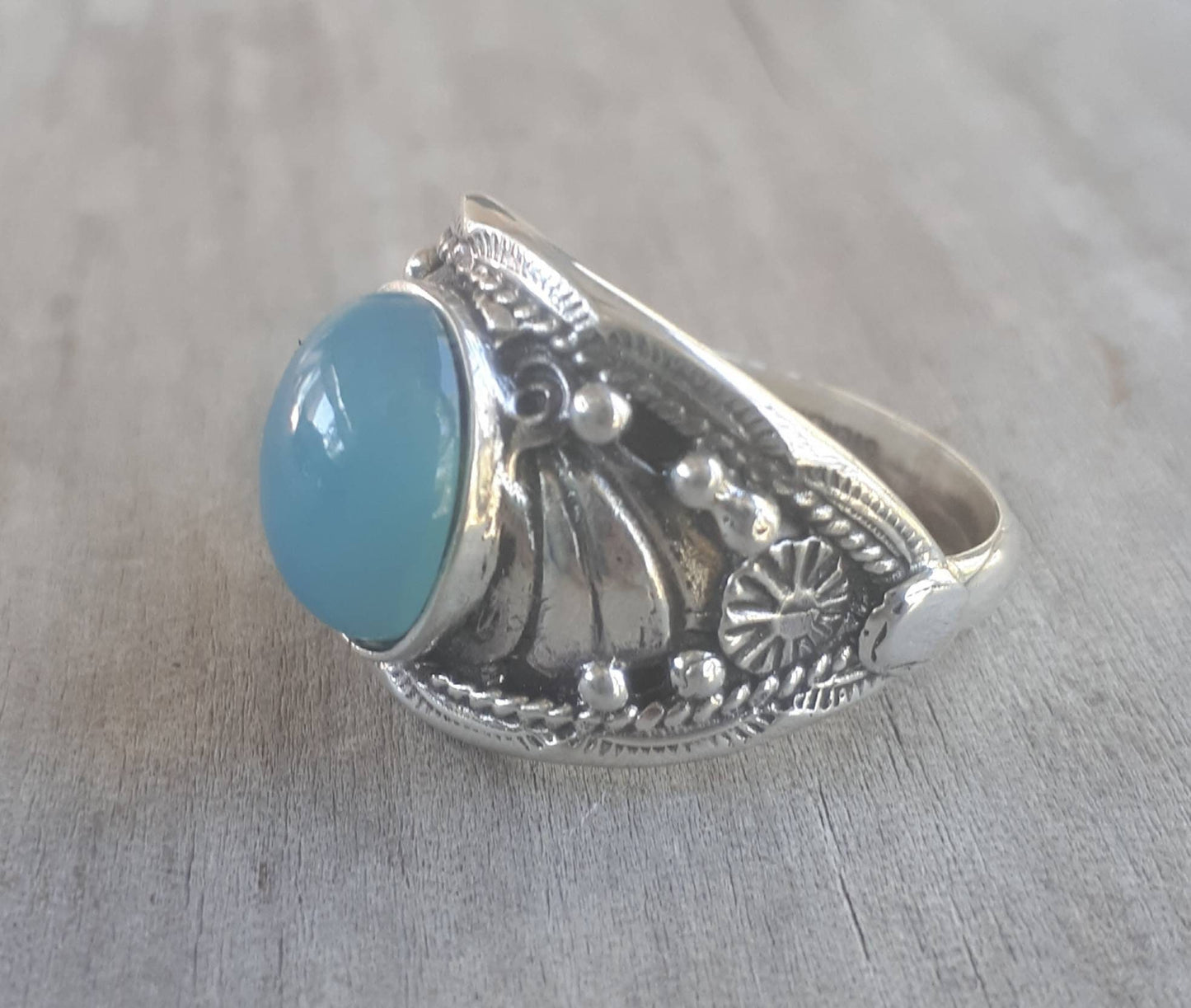 Blue chalcedony ring,sterling silver,hipster,Indian style,handmade, wedding,hipster,gemstone,boho,hippy,gypsy,mens fashion,unisex stone ring