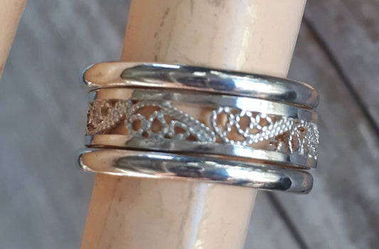 stacking rings,sterling silver,3 set,filegree band,handmade,boho,goddess,wedding bands,silver ring,gypsy,vintage,women fashion,new age,retro