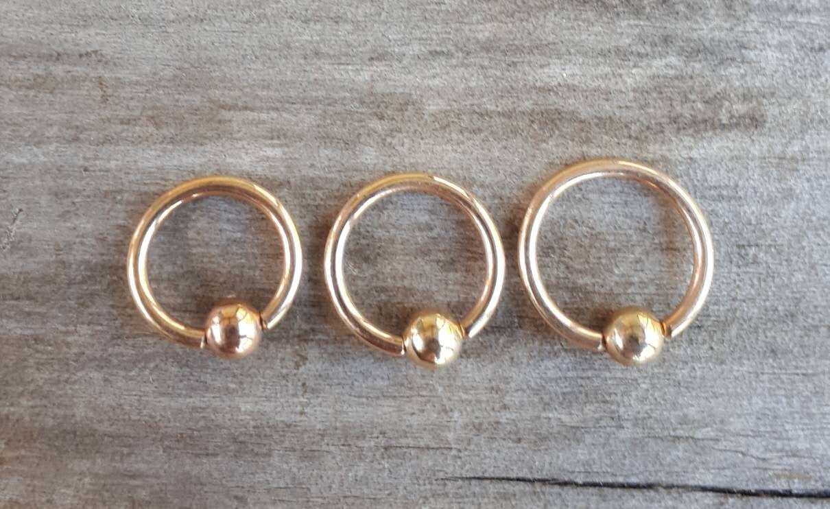 Gold bcr earring,9ct gold bcr,14 gauge gold bcr,gold nipple ring,gold belly ring,eyebrow ring,gold sleeper,pirate earring,gold ball ring,