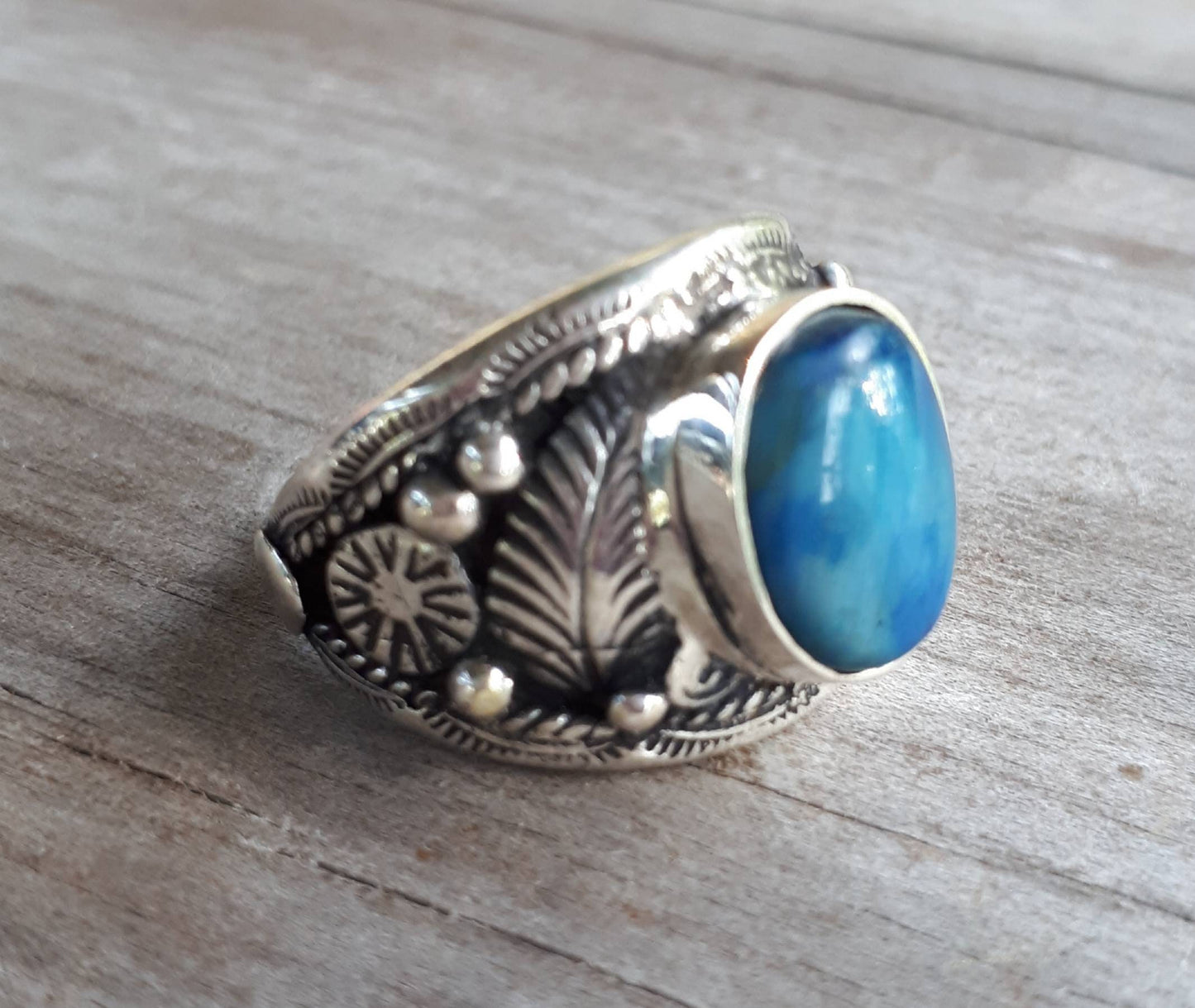 Blue tigers eye ring,sterling silver,hipster,Indian style,handmade, wedding,hipster,gemstone,boho,hippy,gypsy,mens fashion,unisex stone ring