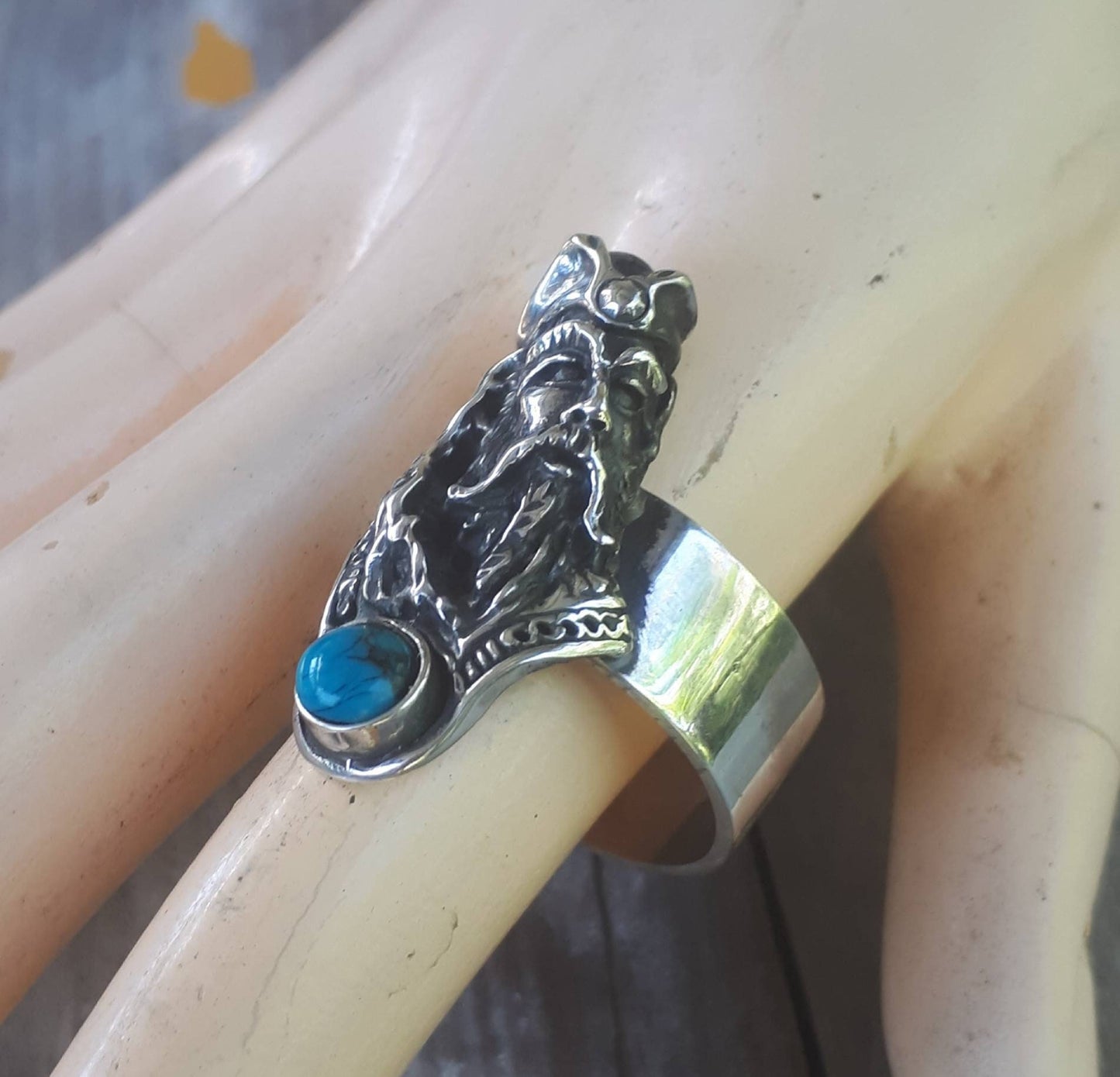 wizard ring,large ring,sterling silver,turquoise,handmade,witch,wiccan,magic,fantasy,mythical,occult,Dumbledore,merlin,harry potter