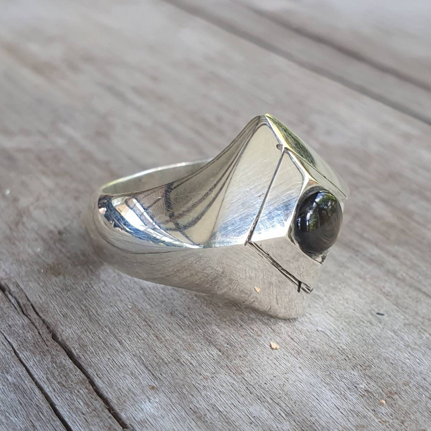 Diopside ring,sterling silver, Signet ring,handmade,chunky silver ring.stone ring,gemstone ring,mans silver ring,bono,hipster,