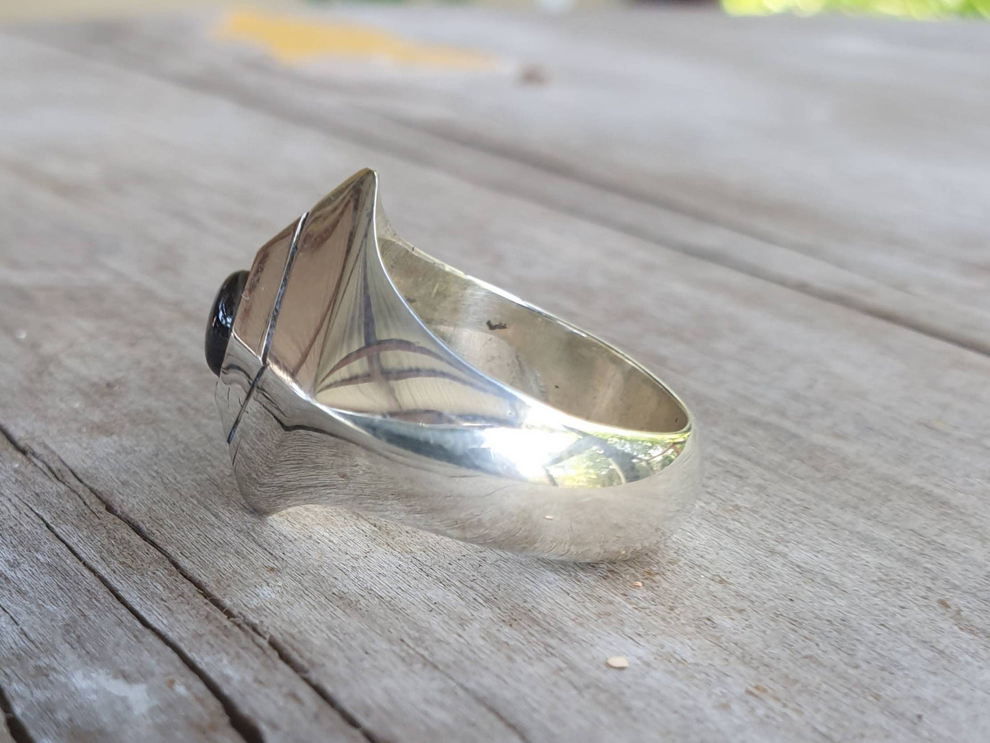 Diopside ring,sterling silver, Signet ring,handmade,chunky silver ring.stone ring,gemstone ring,mans silver ring,bono,hipster,