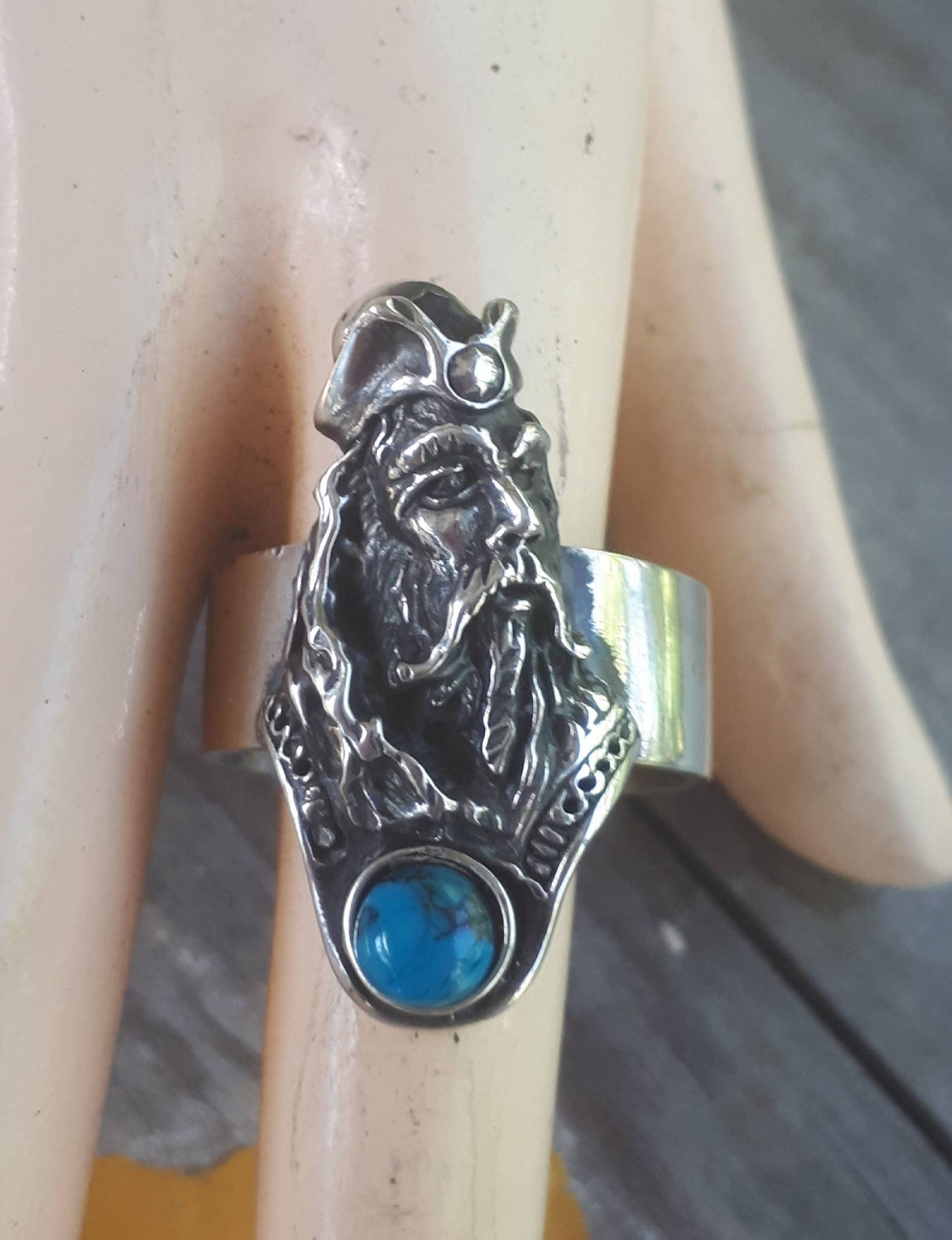 wizard ring,large ring,sterling silver,turquoise,handmade,witch,wiccan,magic,fantasy,mythical,occult,Dumbledore,merlin,harry potter