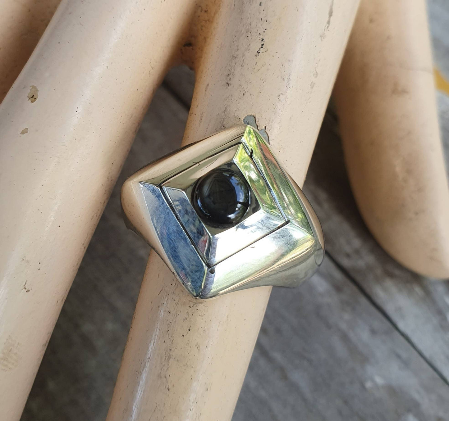 Diopside ring,sterling silver, Signet ring,handmade,chunky silver ring.stone ring,gemstone ring,mans silver ring,bono,hipster,