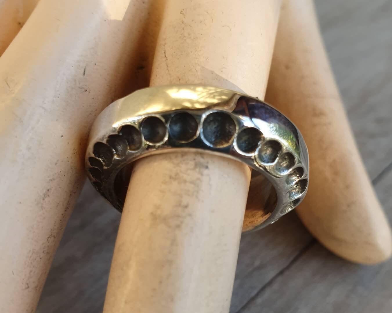 Chunky band, nugget,sterling silver,handmade,8.5mm  hammered,rustic,industrial,steampunk wedding, dress ring