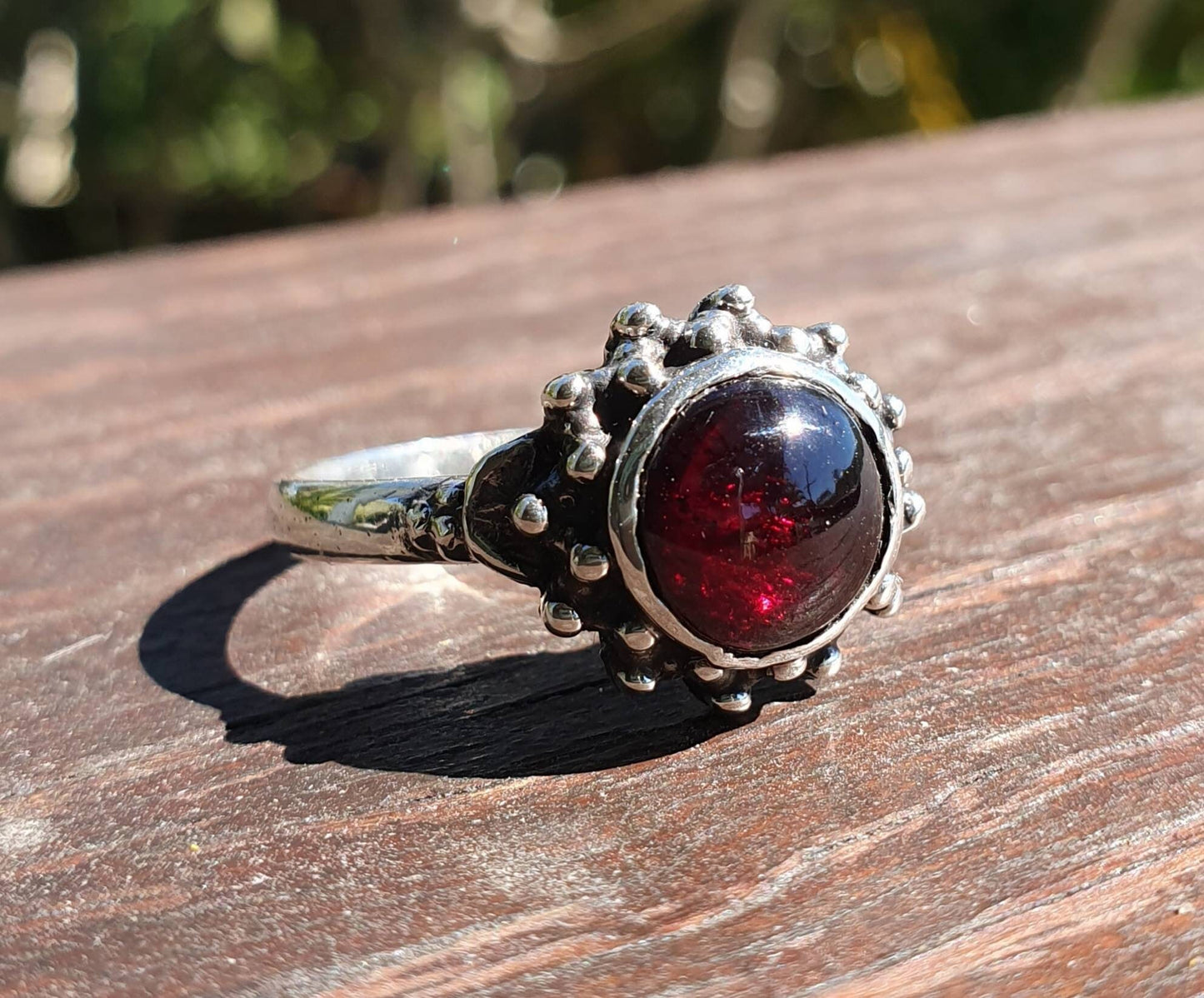 Amethyst ring,sterling silver,handmade,goddess,boho,solitare ring,vintage,new age,cabachon amethyst,ball ring,