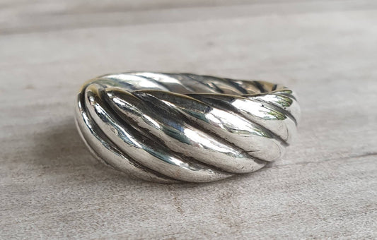 Woven chunky ring,heavy,solid,sterling silver,thick twisted silver, wedding ring,unisex,handmade,silver band,mens ring,hipster,boho,vintage,