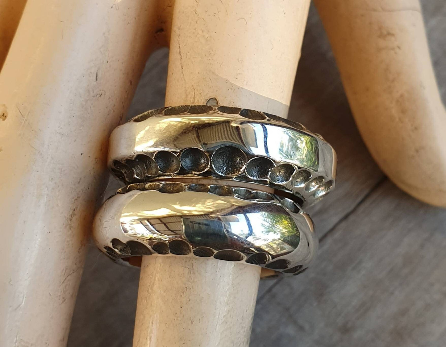 Chunky band, nugget,sterling silver,handmade,8.5mm  hammered,rustic,industrial,steampunk wedding, dress ring