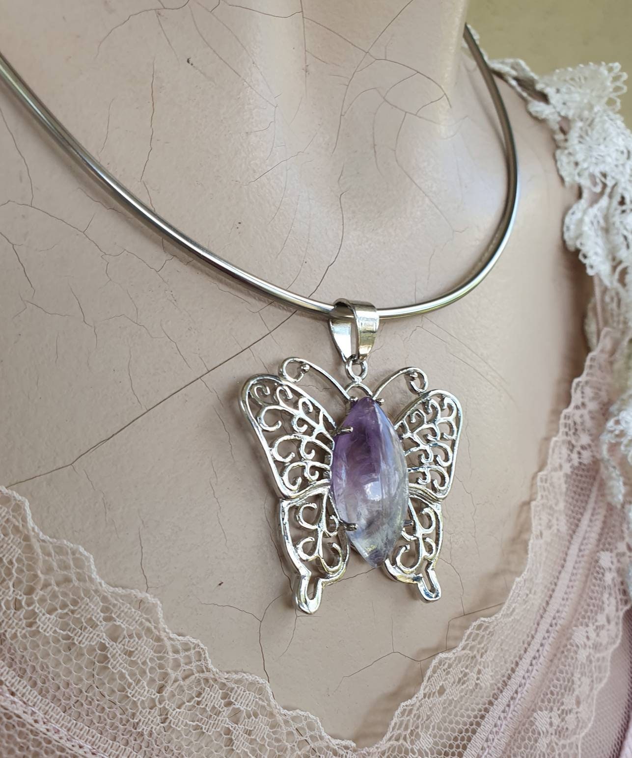 butterfly pendant,filegree,turquoise  pendant,boho,art nouveau,victorian,vintage,handmade,gypsy,women's fashion,