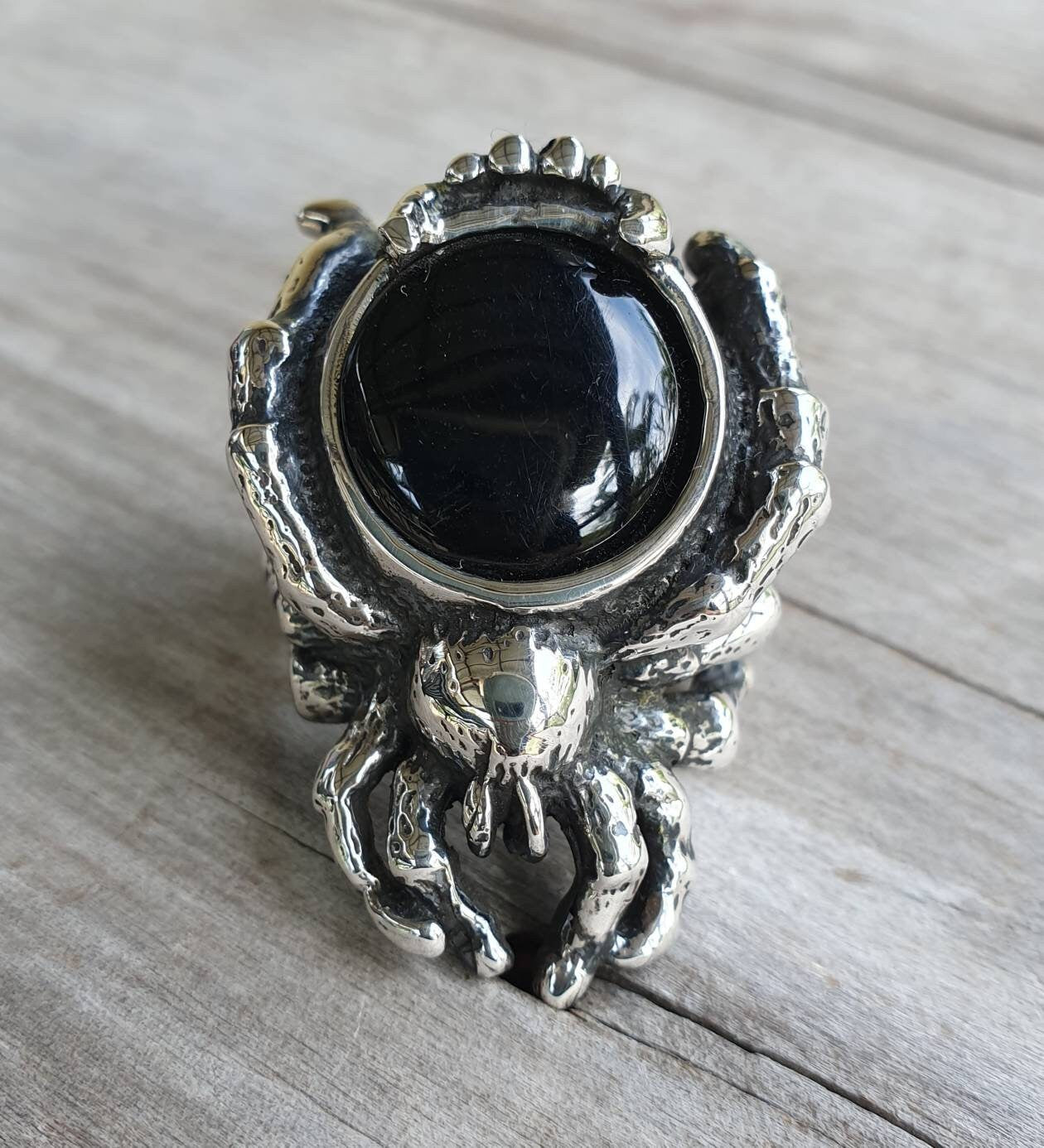 Spider,large chunky ring,sterling silver,insect,gothic,punk,unisex ring,rockabilly,hipster ring