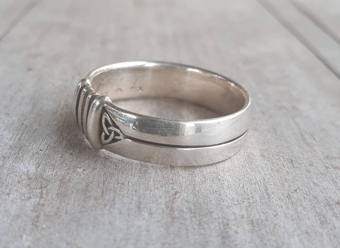 Celtic ring,two tone, 9ct gold with sterling silver,celtic tribal band,maori,celtic wedding ring,handmade,silver band,plain silver ring