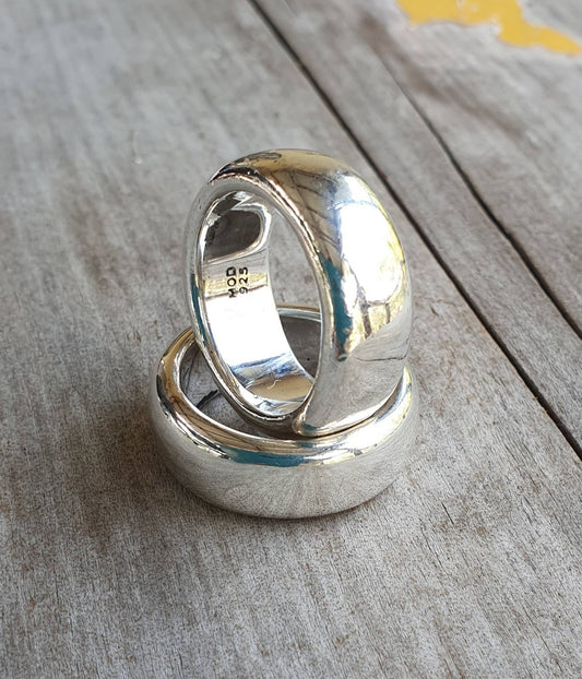 Wide silver ring,chunky,heavy,9mm solid sterling silver,handmade,silver wedding ring,dress ring,rounded band,unisex,d ring,thick silver band