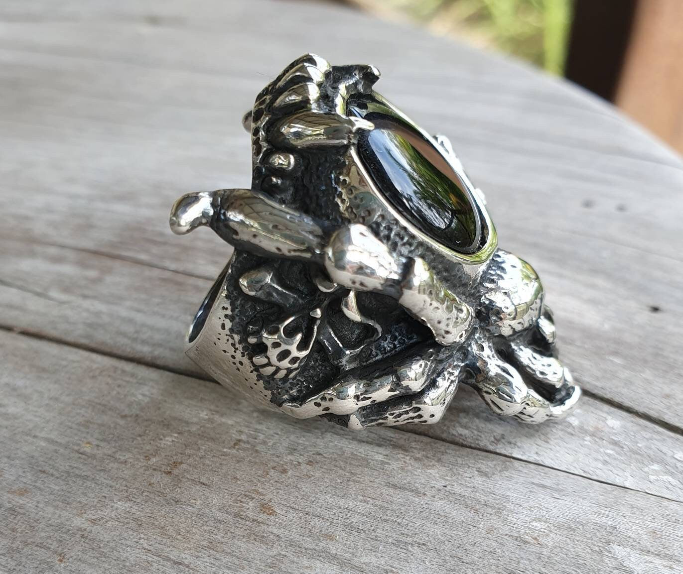 Spider,large chunky ring,sterling silver,insect,gothic,punk,unisex ring,rockabilly,hipster ring