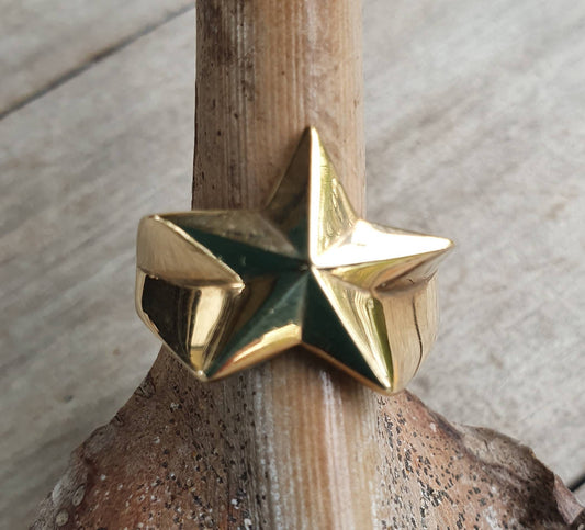 Gold star ring,solid 9k/9ct gold,caltex star,solid,handmade,unisex,boho,new age,gypsy,astrology,goddess,hipster,rockabilly,