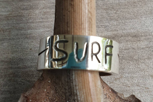 Surf ring,sterling silver,surf board,small and large version,his and hers surfer ring,surf,surfing,wave wedding ring,surf board band,