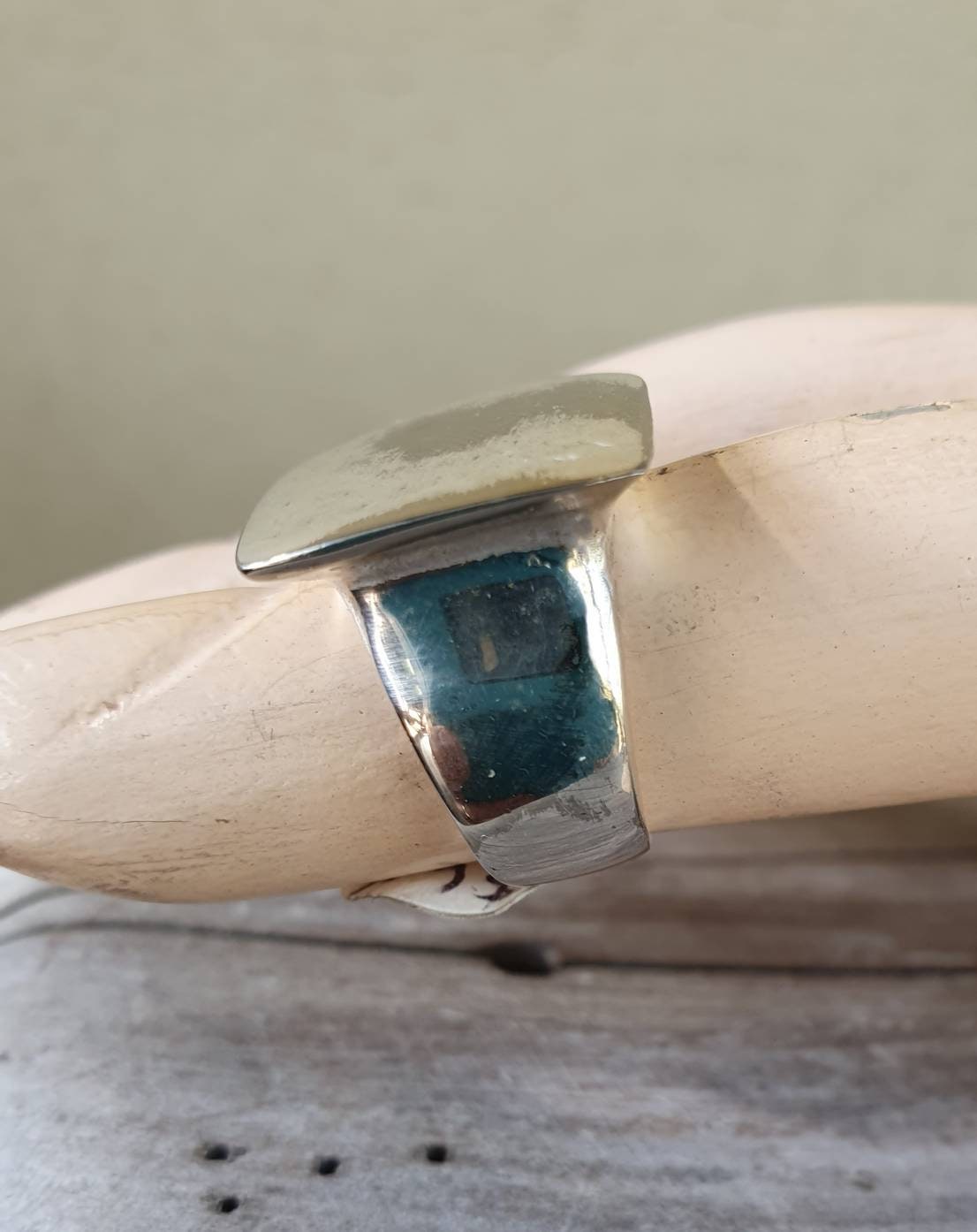 Large ring,plain rectangle top,chunky,sterling silver,suits small and large fingers,handmade ,ladies fashion,wide silver ring,square top.