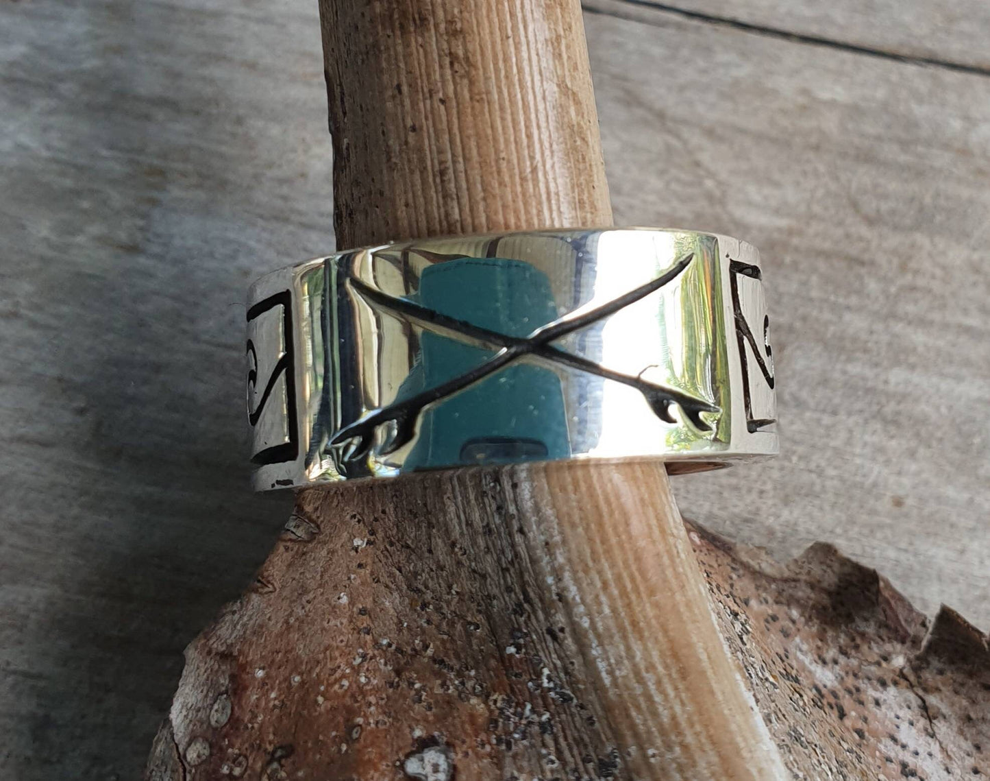 Chunky surf board ring,sterling silver,surfer ring,wave ring,surf,surfing,wave wedding ring,surf board band,