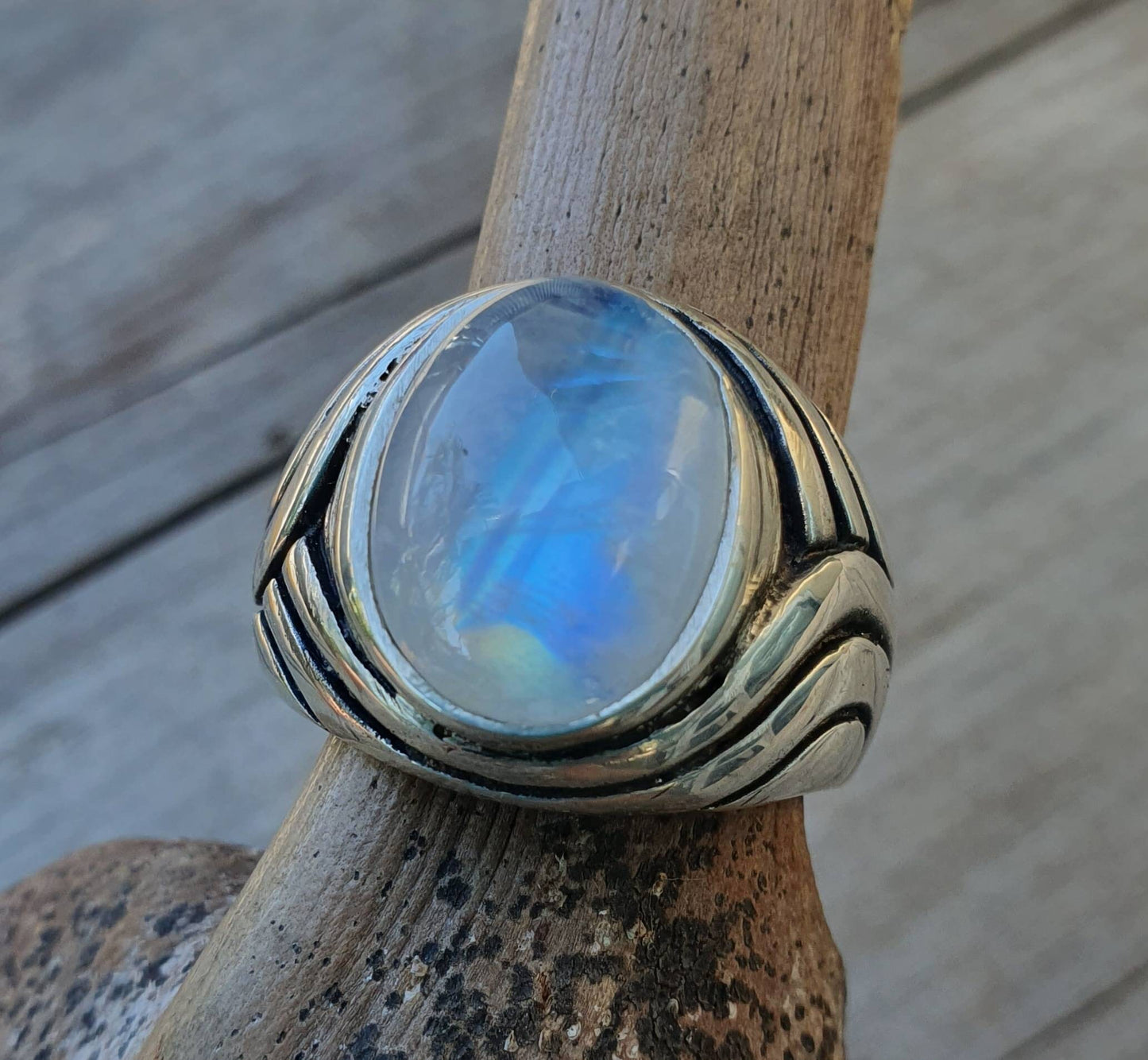 Moonstone  ring, sterling silver,chunky,heavy and solid,modern bespoke,boho,mans  dress wedding dress ring