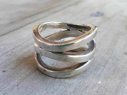 Chunky wide ring,sterling silver, modern wedding ring,