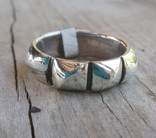 Pyramid ring,solid sterling silver band,Chunky, industrial band, wedding dress ring