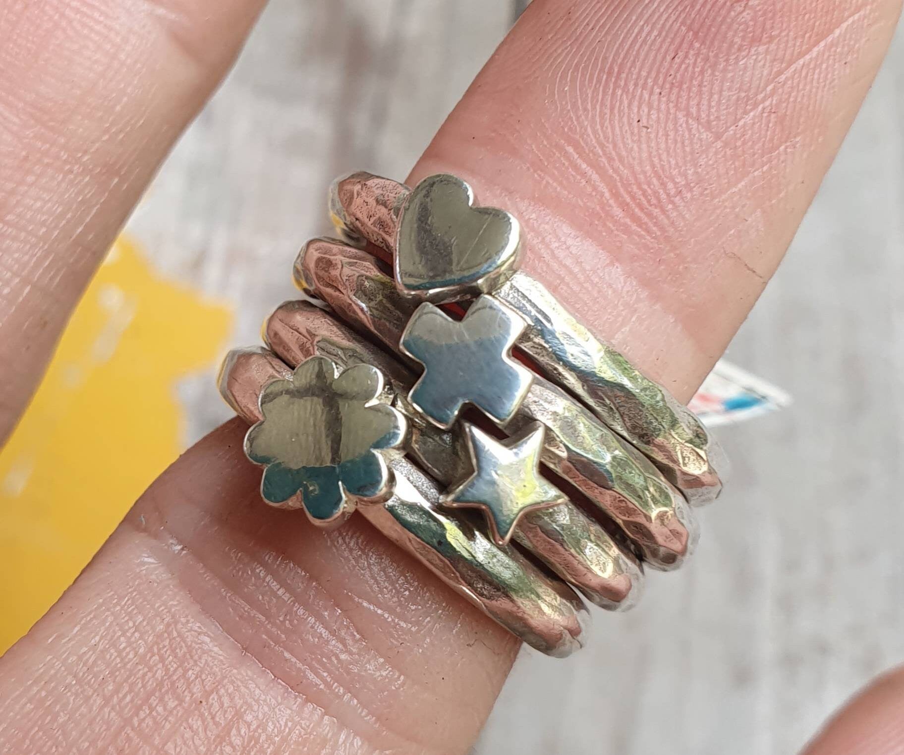 Star ring,hammered sterling silver,stacker,chunky beaten band,handmade,boho,goddess,round wedding band,thick silver ring,