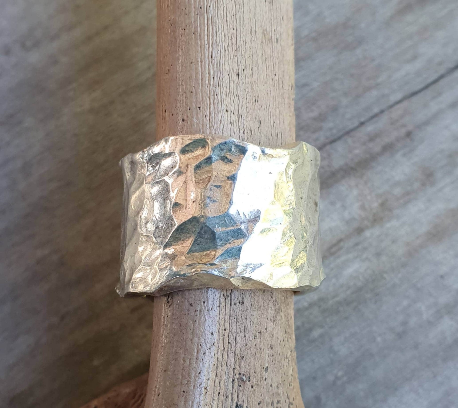 Chunky ring,Wide,heavy,solid,handmade,hammered,sterling silver,half rounded,rustic wedding ring,distressed,industrial ring,nugget,boho