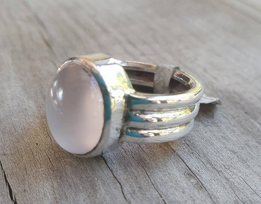 Rose quartz ring,heavy,chunky modern,sterling silver,hand made,chunky silver ring, designer,baroque,boho,women's fashion,large ring,goddess