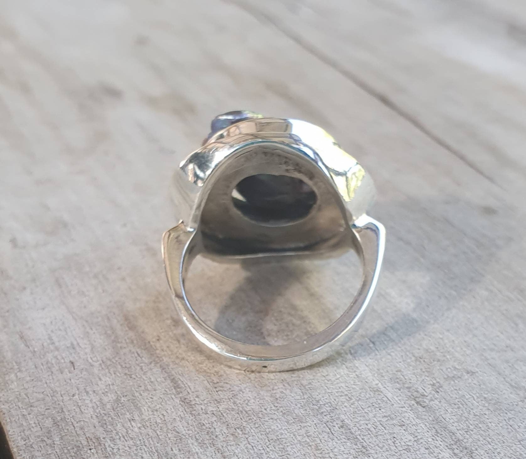 Labradorite ring,sterling silver,,chunky ring,wedding ring,blue green stone,boho,gemstone ring,handmade, retro ring,modern,industrial,signet