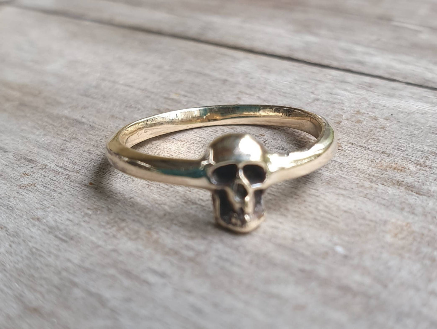 Gold skull ring,9k gold,tiny solid skull, steampunk, gothic ,punk,women's skull,skull pinkie,handmade,boho,hipster,rockabilly