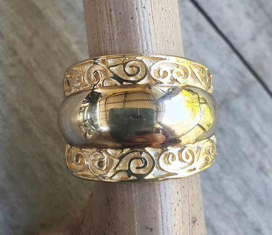 Wide gold ring,9ct gold,chunky dome ring,wide rounded band,handmade,wedding,boho,gypsy, modern ball ring,