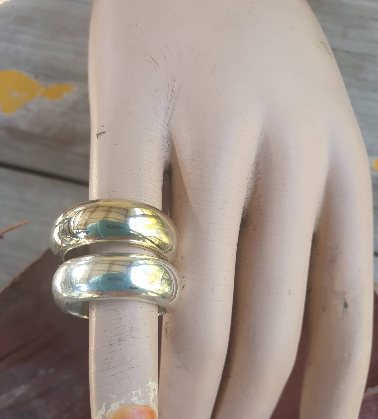 Plain Silver band chunky solid 8mm ring sterling silver thick rounded his and hers unisex wedding boho handmade d shape stacker stackable