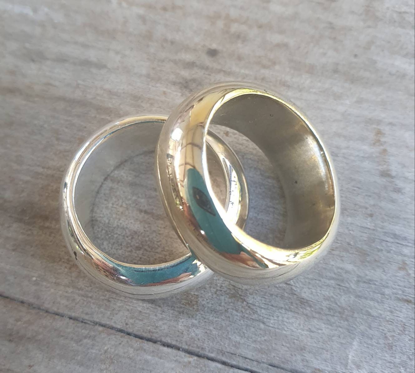 Plain Silver band chunky solid 8mm ring sterling silver thick rounded his and hers unisex wedding boho handmade d shape stacker stackable