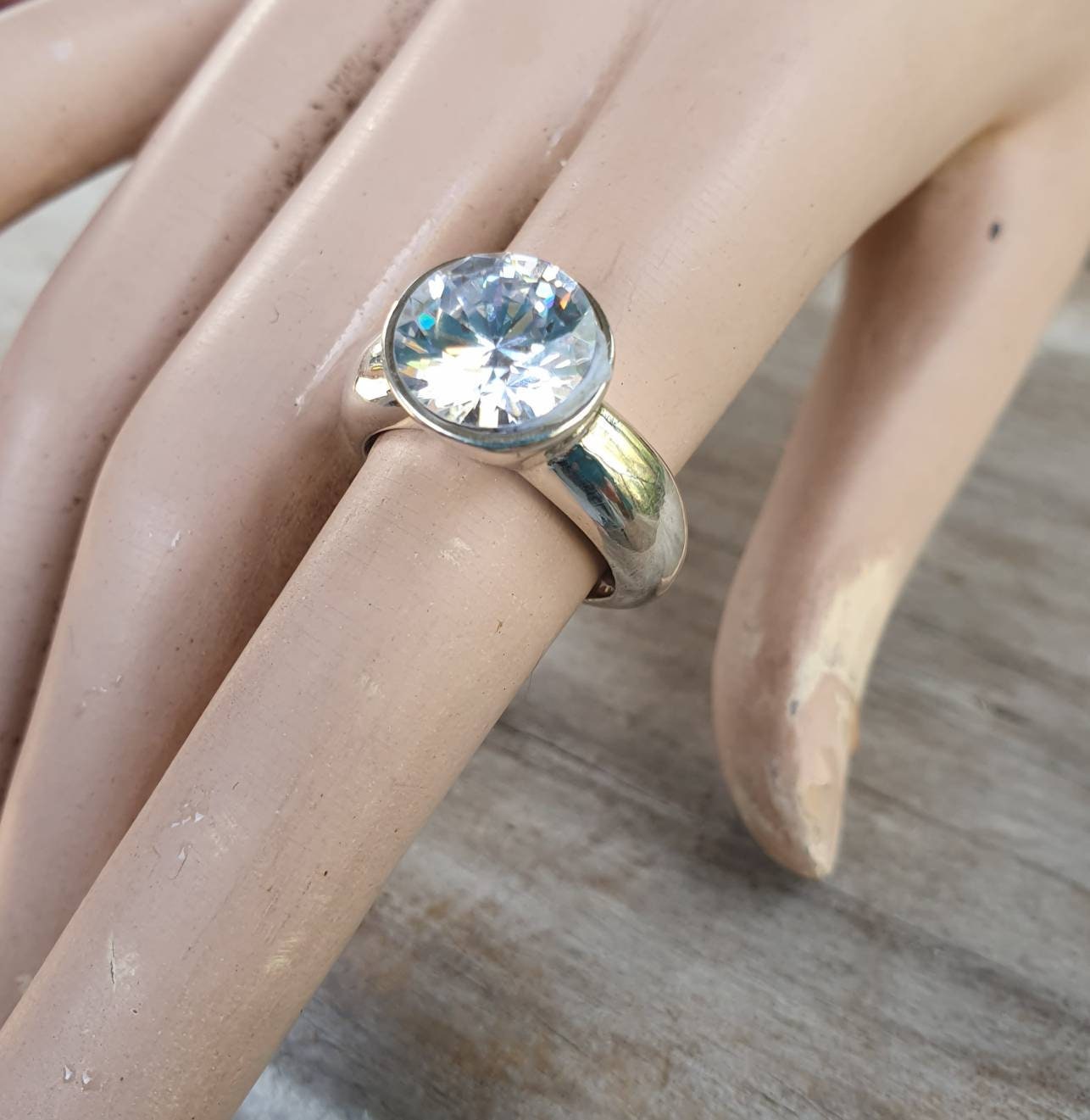 Cz ring,sterling silver,Cubic zirconia ring,chunky solitare,silver cz,handmade, ring,goddess,boho,solitare ring,new age,