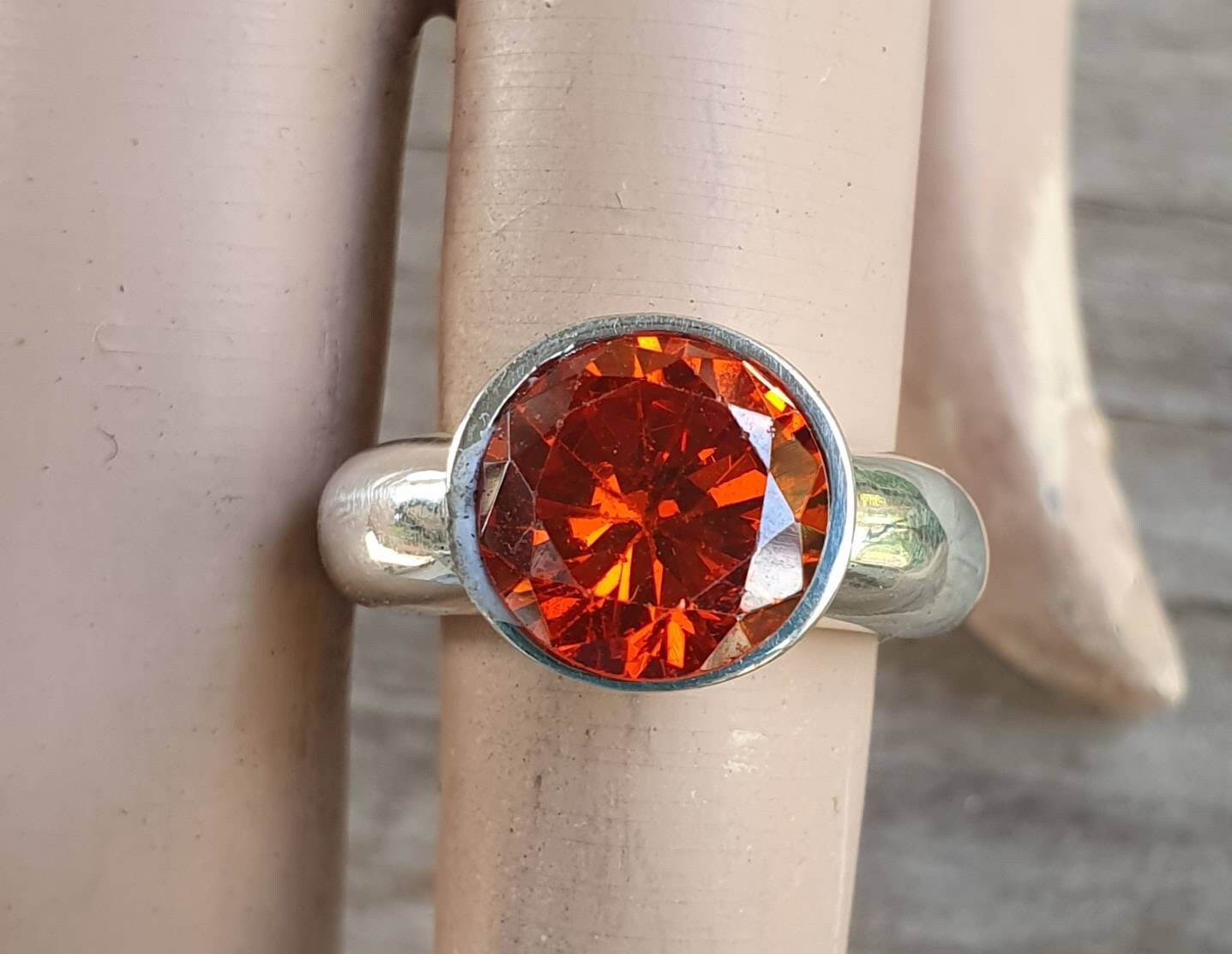 Cz ring,sterling silver,Cubic zirconia ring,chunky solitare,silver cz,handmade, ring,goddess,boho,solitare ring,new age,