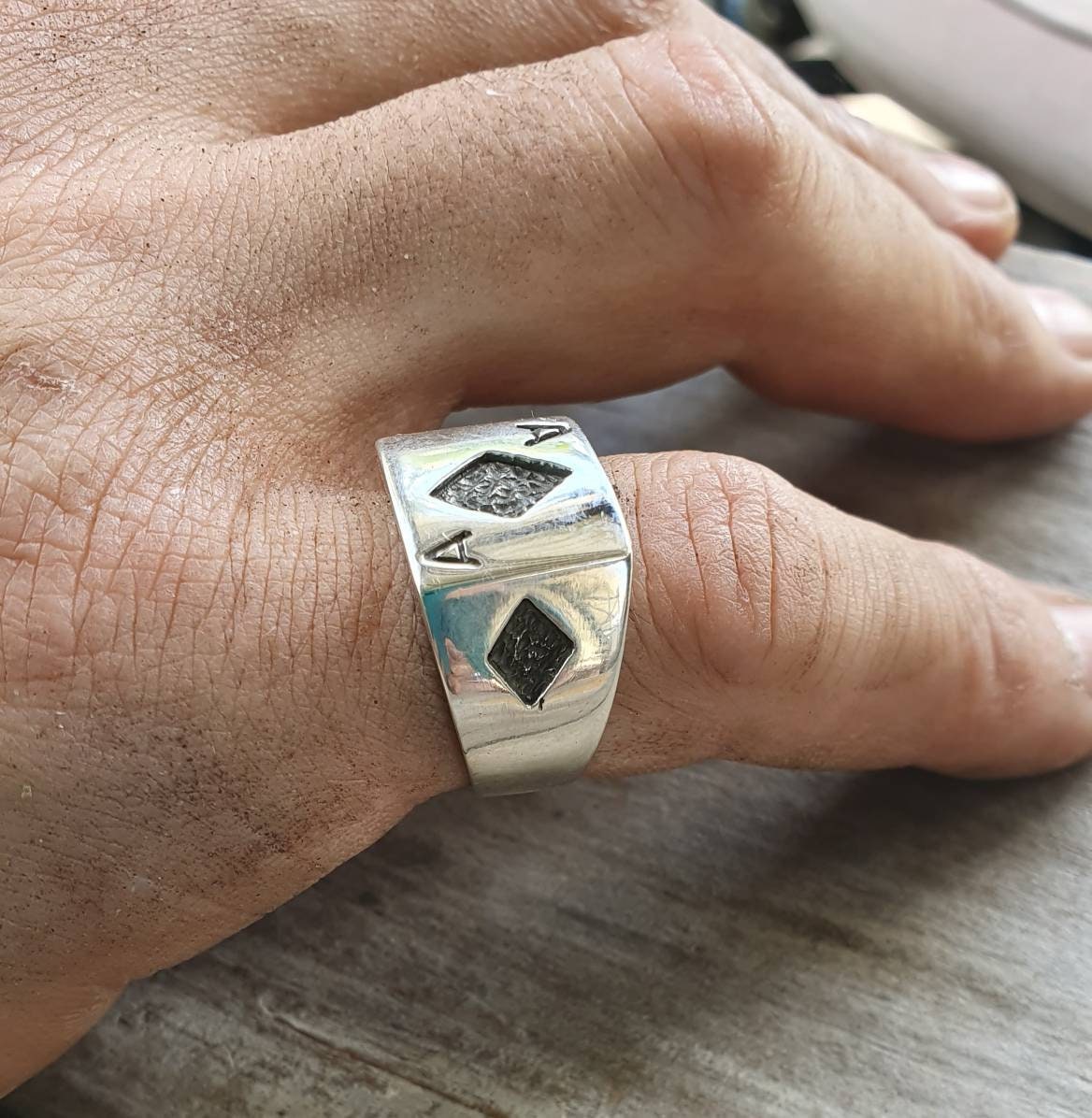 Ace of diamonds ring,gambling,sterling silver,ace ring,vegas wedding,gus,poker,black jack,signet ring,Lil peep