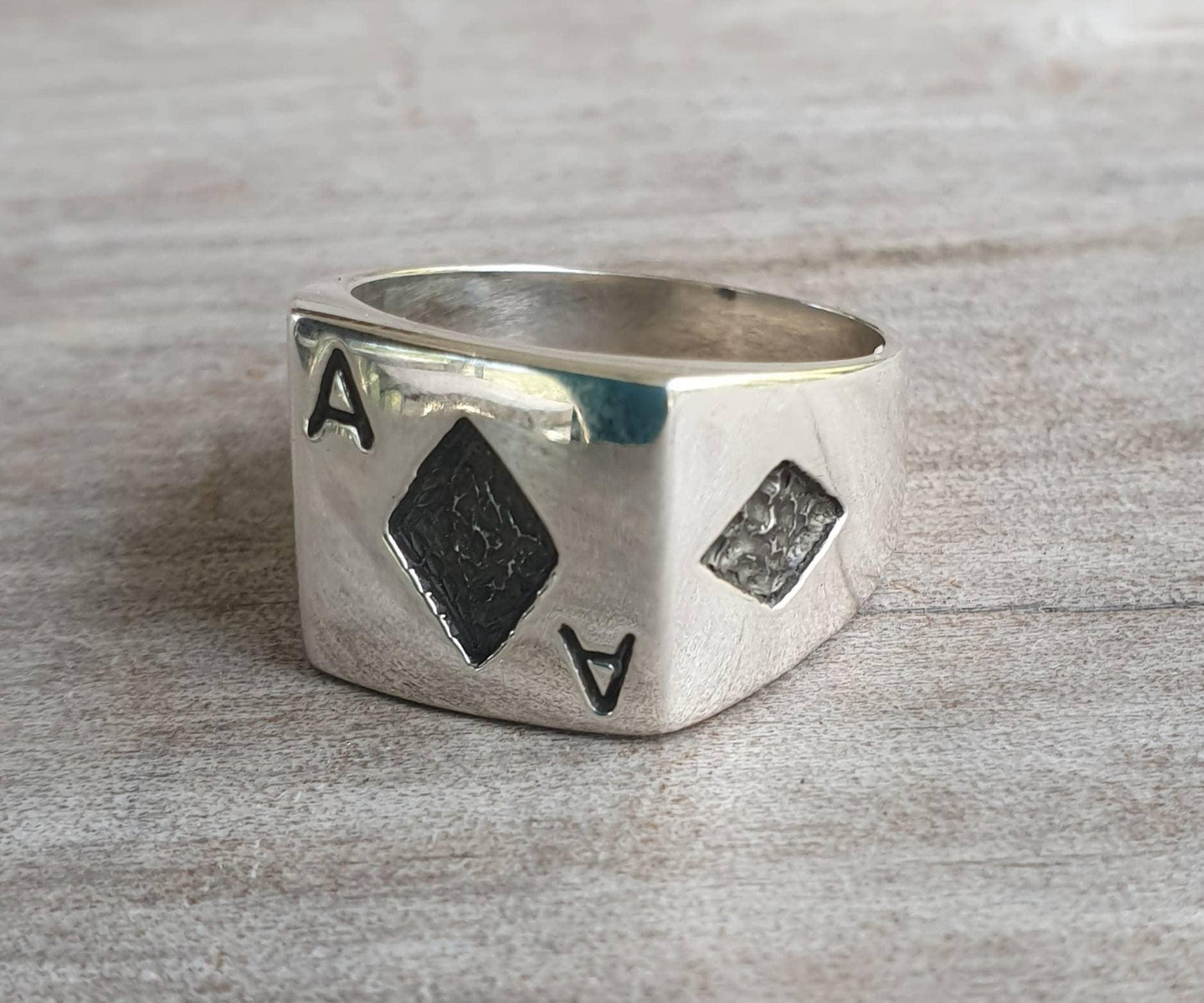 Ace of diamonds ring,gambling,sterling silver,ace ring,vegas wedding,gus,poker,black jack,signet ring,Lil peep