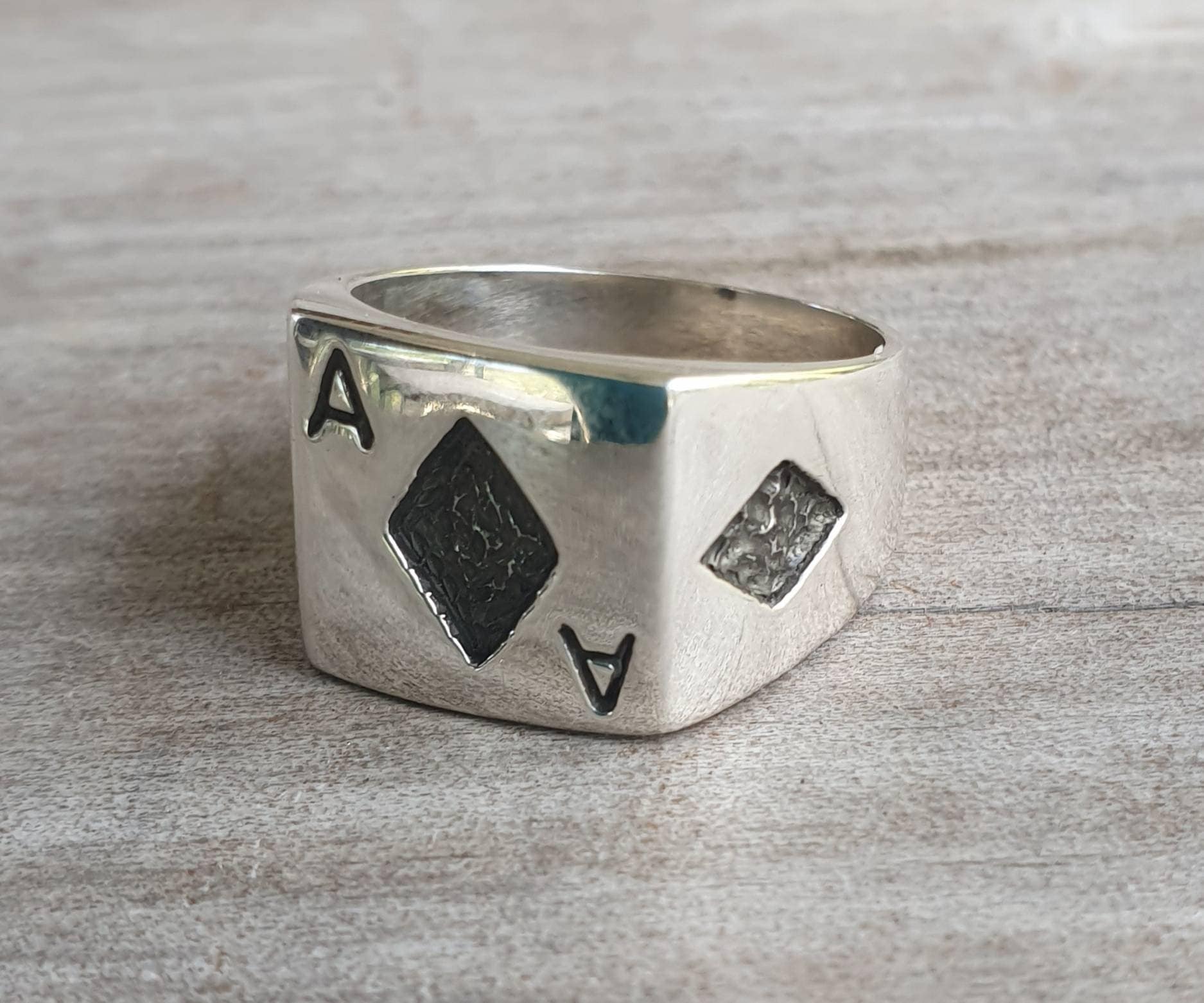 Ace of diamonds ring,gambling,sterling silver,ace ring,vegas wedding,gus,poker,black jack,signet ring,Lil peep