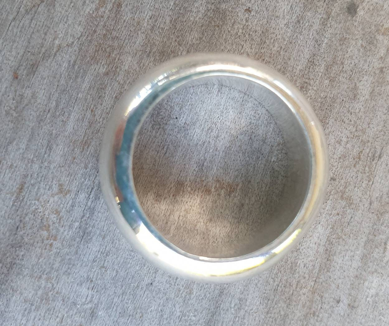 Plain Silver band chunky solid 8mm ring sterling silver thick rounded his and hers unisex wedding boho handmade d shape stacker stackable